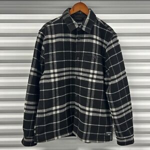 Bjorn Borg Brushed Wool Flannel Fleece Plaid Sleeve Button Centre Overshirt L
